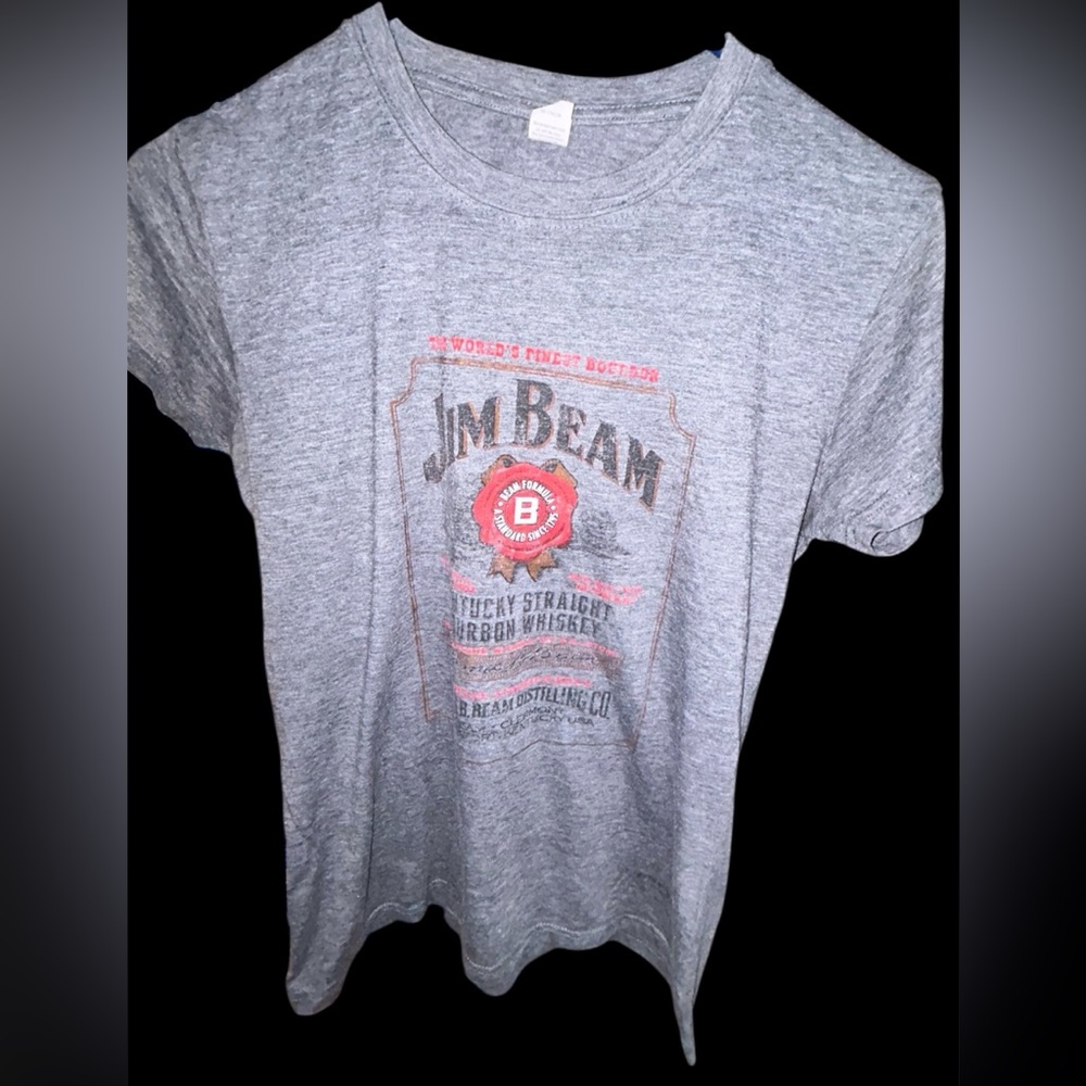 Vintage Jim Beam Bourbon Distressed Graphic Tee - Grey - Size Medium Ky Bourbon